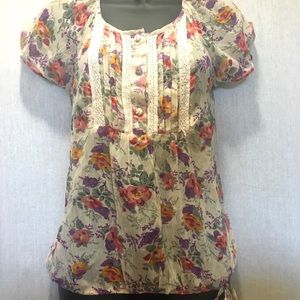 *3 for $20* A.N.A. Sheer floral blouse